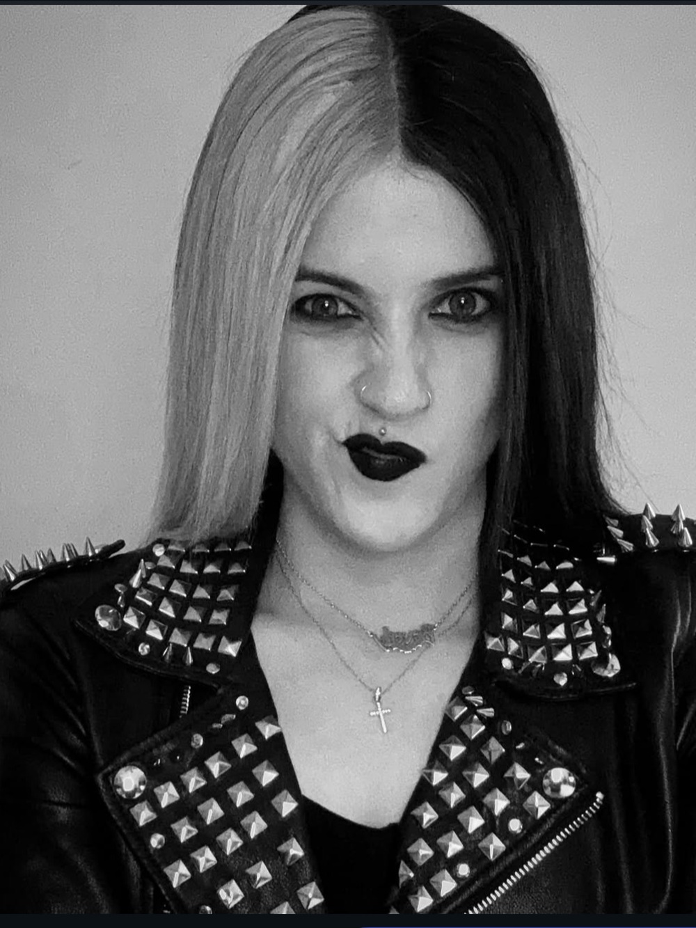 Bershka Black Studded Faux Leather Biker Jacket